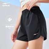 鸿星尔克运动裤女夏季新款清爽吸湿速干健身跑步五分裤运动短裤女子短裤 【清爽速干】正黑-4008 S