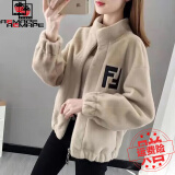 AEMAPE外套女2025春秋冬季新款时尚气质百搭皮毛一体女士短外套女 0045ZP浅咖色_【皮毛一体】 2XL _【建议125-140斤】
