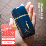 午间 创意迷你陶瓷小号茶叶罐锡盖茶叶盒旅行便携式密封罐家用香薰罐 一见喜茶叶罐-白鹭（霁蓝）