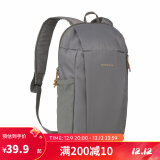 迪卡侬双肩女男轻便户外休闲迷你双肩包可折叠儿童皮肤包FOR3黄灰色-10L-增加侧边水壶仓-4529056