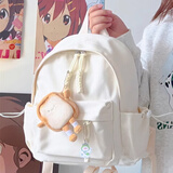 素织锦高颜值书包小学生出游背包双肩包女儿童书包背包小型轻便小书包 奶白色双肩包【吐司挂件】