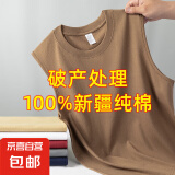 纯棉背心男士运动无袖T恤夏季薄款宽松外穿篮球跨栏坎肩宽肩健身 咖啡 B03 XL 建议120-135斤