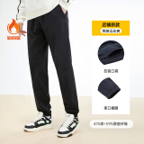 安踏（ANTA）加绒男裤休闲运动裤春季卫裤男保暖口袋简约跑步运动长裤子 拉链口袋橡筋收口-基础黑7N-1 L