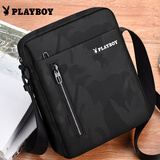 花花公子（PLAYBOY）单肩包男斜挎包休闲小背包男士包包大容量便携外出户外手机包印花