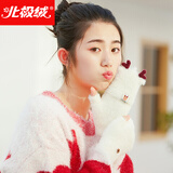 北极绒（Bejirog）手套女冬季卡通可爱半指手套加绒保暖防风全指户外骑行时尚简约