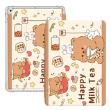 zoyuiPad10.2保护套2021款第9代适用苹果平板电脑2020软壳8卡通可爱7气囊全包防摔 奶茶小熊【配钢化膜】 iPad10.2英寸