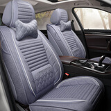 老垫家新款亚麻汽车坐垫四季通用座椅套布艺座垫全包围汽车座套 文雅-固定腰靠-绅士灰-豪华版 朗逸桑塔纳速腾捷达宝来帕萨特