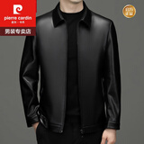 皮尔卡丹（pierre cardin）春秋新款海宁皮衣男士绵羊皮真皮翻领商务休闲中年秋冬款皮外套 黑色 175建议130-145斤