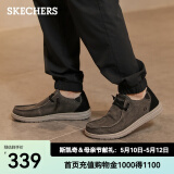 斯凯奇（Skechers）男鞋夏季商务休闲鞋季百搭时尚帆布鞋舒适复古一脚蹬66387 黑色/BLK 41.5