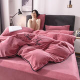 赛维娅 秋冬季法兰绒床上四件套牛奶绒加厚双面珊瑚绒被套冬天床上用品 豆沙【加厚保暖 3秒速暖】 床单款 1.8床【被套200x230cm】