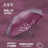 天堂伞超轻遮阳伞太阳伞女防晒小巧便携折叠晴雨伞两用印logo广告伞定制 经典款- 酒红色