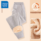 真维斯（Jeanswest）加绒裤女棉裤女装冬季外穿裤子羊羔绒加厚保暖束脚长裤休闲女弹力 麻灰 纯色 M