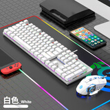 蝰蛇 KM600 机械键盘鼠标套装电竞青轴台式机网吧电脑办公笔记本USB有线通用发光游戏外设绝地求生 KM600 白色 青轴