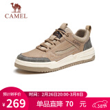 骆驼（CAMEL）男士潮流复古拼接运动休闲板鞋 G13A342155 小麦色 39