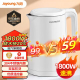 九阳（Joyoung）烧水壶电热水壶1.5升家用电水壶双层防烫304不锈钢内胆便携式小型快烧开水壶W123