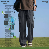 Homlean美式机能伞兵工装裤男夏季宽松薄款冰感透气休闲长裤B6603深灰4XL