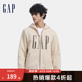 Gap男女装印花字母logo抓绒连帽卫衣休闲660128外套 米色 165/88A(S) 亚洲尺码