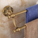 女皇世家 仿古花瓣浴巾架卫生间毛巾架套装黄铜欧式加厚壁挂浴室五金挂件 花瓣双杆毛巾架