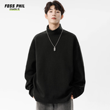 Foss Phil德绒卫衣男女秋冬季宽松高领休闲简约纯色打底内搭APW965黑色2XL