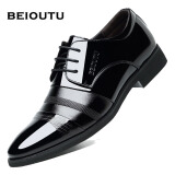 北欧图（BEIOUTU）商务正装皮鞋男士亮皮时尚舒适耐磨软面鞋子男 6708 黑色 38 