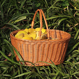 莱枢汇户外野餐篮子仿藤编织手提篮露营便携收纳筐购物篮水果篮拍照花篮 编织手提野餐篮大号33*23*15cm