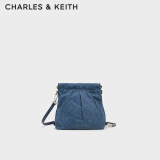 CHARLES&KEITH迷你菱格流浪包单肩斜挎双肩包包女包生日礼物CK2-60782390 Denim Blue深牛仔蓝色 S