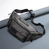 斯帕曼潮流胸包男2025新款多隔层斜挎包时尚男士腰包手机包牛津布单肩包 灰色