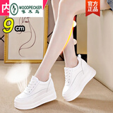 啄木鸟内增高小白鞋女春季夏季新款透气女鞋10增高厚底松糕鞋白鞋新品 白色 春秋单鞋 37