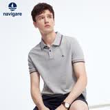 Navigare小帆船短袖Polo衫男夏季纯棉简约通勤翻领上衣1125521311