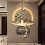 集简季新中式玄关装饰画流水生财走廊过道挂画入户壁画灯 福禄高照