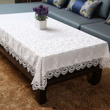 欧式茶几桌布布艺长方形客厅茶几布现代简约奢华高档台布餐桌罩套 纯白 85*145cm：适合50cm小茶几