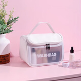 柬渝洗漱收纳包女化妆包便携大容量出差旅行游泳手提包化妆品袋防水 【珍珠白】贝壳手提化妆包