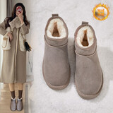 ZHR雪地靴女冬季加绒休闲一脚蹬棉鞋保暖舒适短靴女 JA01 卡其色 38 