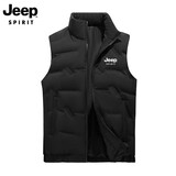 JEEP SPIRIT吉普马甲男秋冬季加棉休闲百搭坎肩保暖背心男大码外套 黑色 2XL
