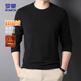 罗蒙（ROMON）长袖T恤圆领德绒秋冬保暖长袖男时尚休闲百搭T恤863黑色180