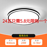 led吸顶灯客厅灯圆形卧室灯简约现代大气餐厅阳台过道灯灯具 黑谍影30cm白光24W