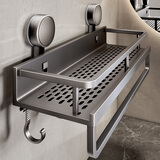 一卫强力吸盘卫生间浴室置物架免打孔厕所洗手间壁挂收纳置物架洗漱台 吸盘带杆带5钩-加厚款单层30cm