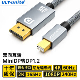 ULT-unite优籁特MiniDP转DP1.2迷你高清转接线4K双向小转大转换器雷电口240Hz苹果笔记本电脑显示器编织3米