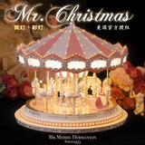 曲诺美国Mr Christmas圣诞先生音乐盒八音盒旋转木马女生老婆生日礼物 粉色黄灯+彩灯蓝牙音响+自带20首
