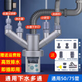 凯勒厨房下水道防臭神器管道排水管洗碗机厨卫水槽多功能接头 五通-菜盆管+五排水口全套接头