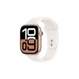 Apple Watch Series 10 智能手表46毫米玫瑰金色铝金属表壳淡桃粉色运动型表带S/M【GPS款】MX293CH/B