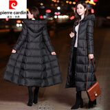 皮尔卡丹（pierre cardin）羽绒棉服女冬季新款中长款洋气时尚修身显瘦加厚防寒保暖外套 黑色连帽 【顺丰】 2XL码【建议135-155斤】