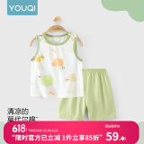 优奇婴儿衣服夏季套装宝宝夏装短袖儿童夏装分体两件半袖套装空调睡衣 【可爱蜗蜗牛】 73