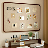 杏双不伤墙画弧毛毡板墙贴照片墙免打孔房间装饰留言板公告栏宣传栏绒布板自粘 画弧·复古棕 80*120CM