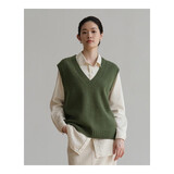 旅途原品ltyp 百搭羊毛坎肩黑色毛衣背心 灰色针织马甲上衣女秋冬 苔藓绿 - 现货 L -XL