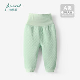 棉棉柔男宝宝开裆裤秋冬婴儿裤子冬季婴幼儿保暖裤纯棉儿童秋裤夹棉男童 浅豆绿【护肚高腰  100码以上不可拆裆】 100