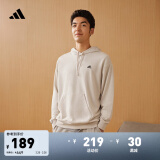 adidas休闲加厚毛圈连帽卫衣套头衫男女冬季阿迪达斯官方轻运动 矾土棕 L