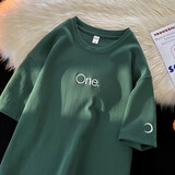 Foss Phil短袖t恤男士潮流刺绣宽松夏季薄款体恤半袖休闲打底衫男装 KXP-TP085墨绿 L 【推荐110-130斤】