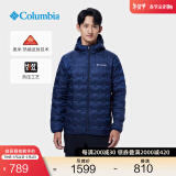 Columbia哥伦比亚户外情侣修身650蓬鸭绒热压银点保暖羽绒服WE0954 464 海军蓝（男女同款） XL (185/104A) (185/104A)