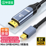 毕亚兹 主动式Mini DP转HDMI2.1转换器线 1米 雷电口高清视频线 8K60HZ/4K120hz 苹果Mac微软迷你dp笔记本